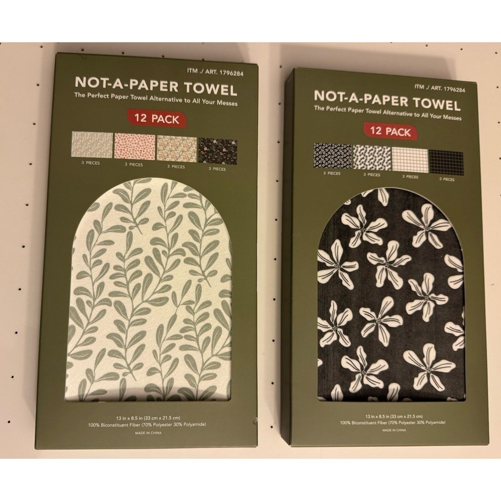 2-EverGrace Not-A-Paper Towel Reusable Towels 12-pack‎ Each 13"x8.5" NEW